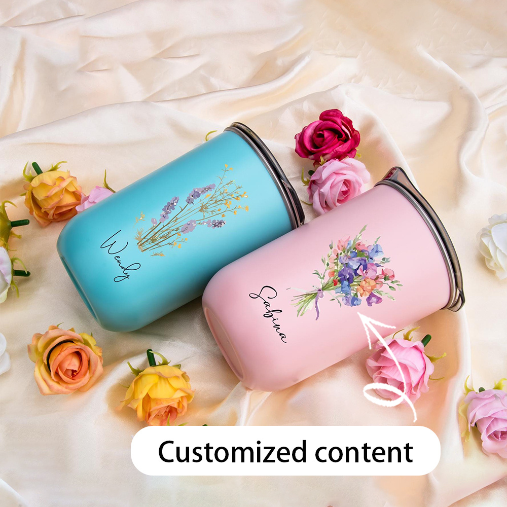 Coffee Equipment Gift - Gepersonaliseerde aanpassing Naam: Carnation Flower roestvrijstalen