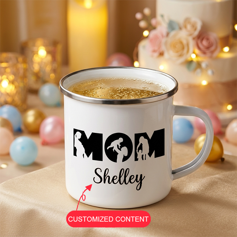 Coffee Equipment Gift - Op maat gemaakte moederdagkoffiemokken, gepersonaliseerde emaille