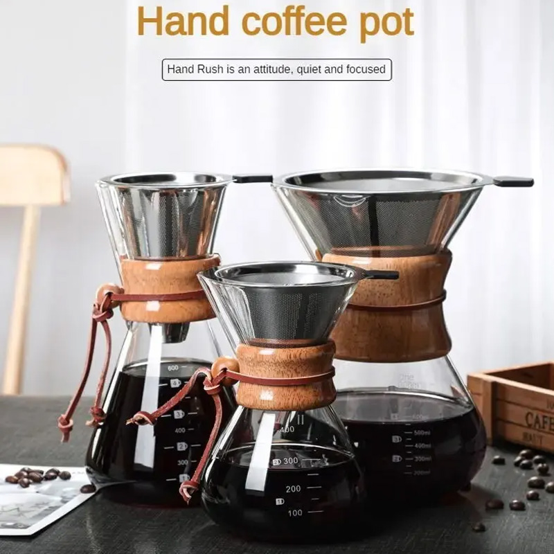 Coffee Equipment Pour Over - Handglazen koffieketel met roestvrijstalen filter Drip
